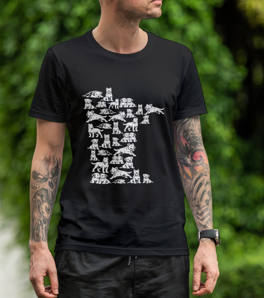 Pit Bull Terrier Silhouettes Minnesota Map T-Shirt