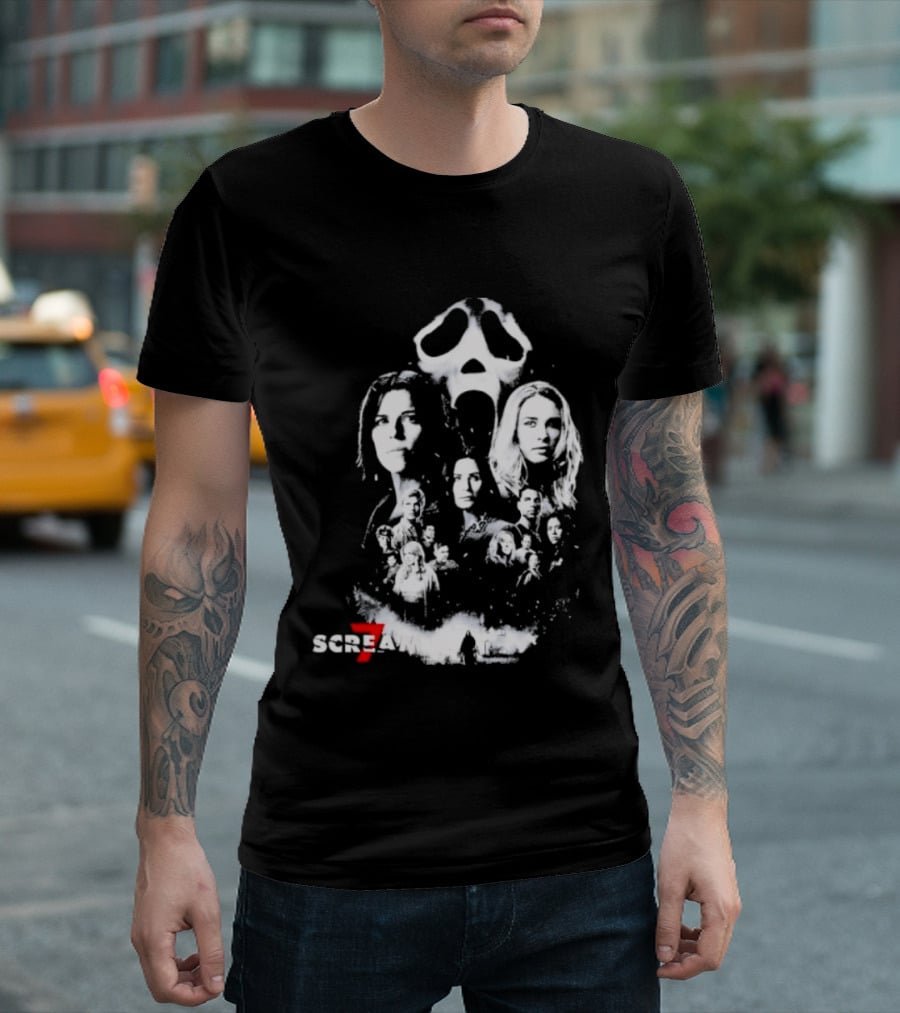 Scream 7 30th Anniversary Kill Tour 2026 Ghostface Mask Collage T-Shirt