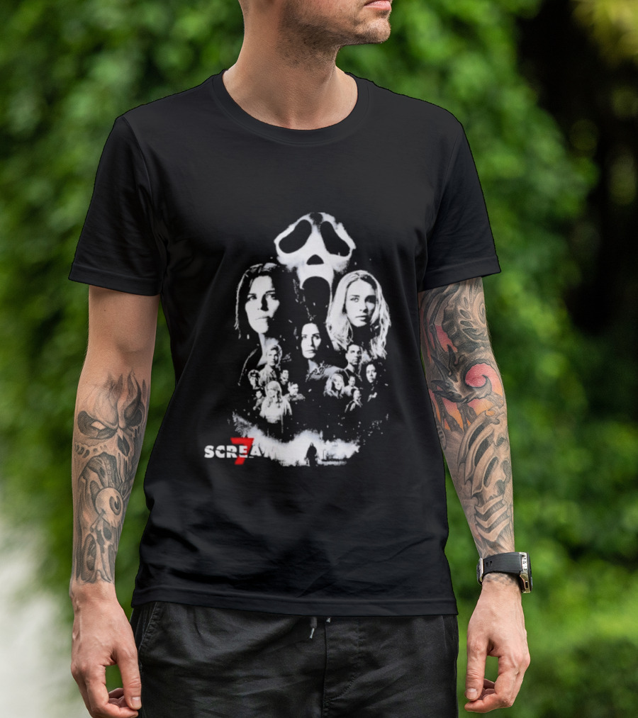 Scream 7 30th Anniversary Kill Tour 2026 Ghostface Mask Collage T-Shirt