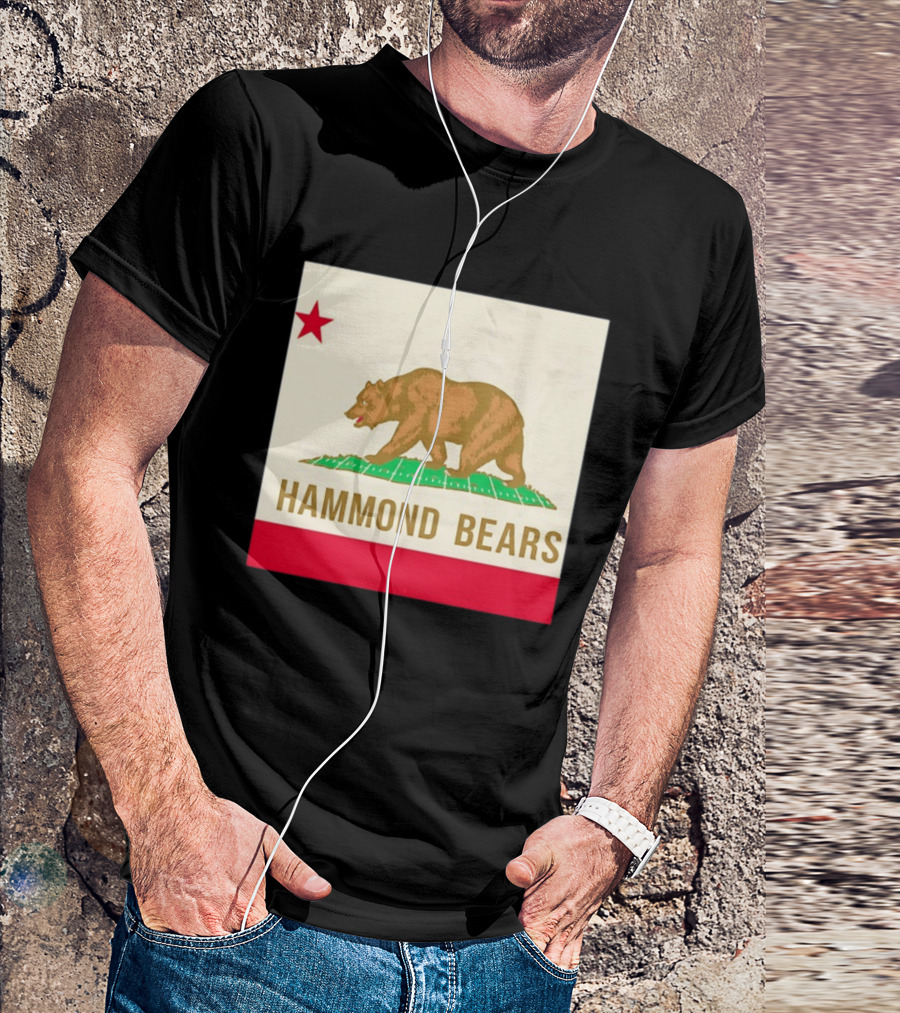 Hammond Bears California Flag Red Star Bear Image T-Shirt