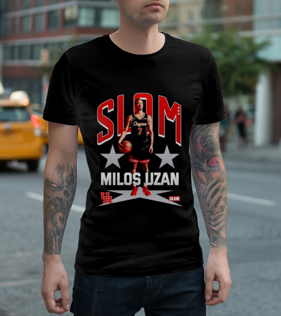 Slam Milos Uzan Remix Houston Cougars Basketball UH Stars T-Shirt