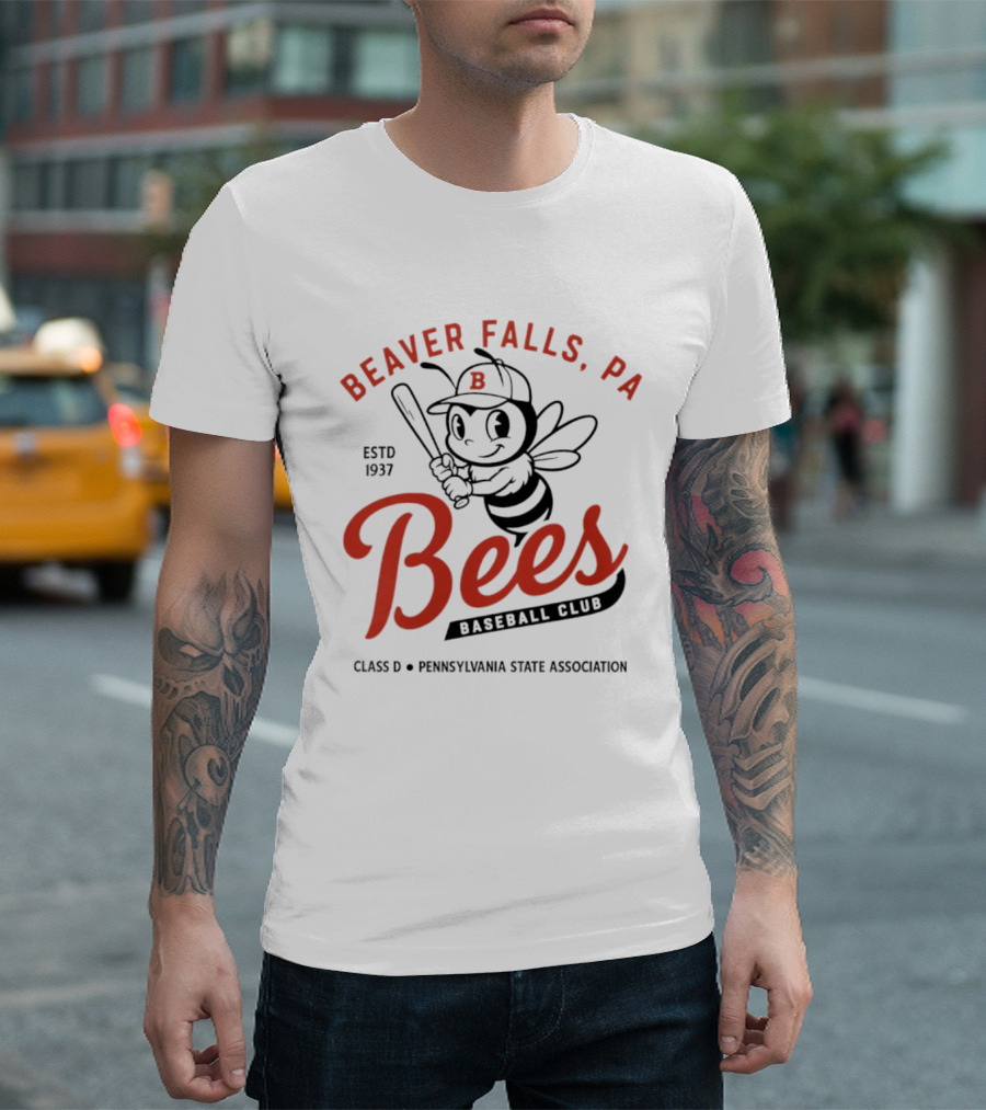 Beaver Falls PA Bees Baseball Club Estd 1937 Class D Pennsylvania State Association T-Shirt