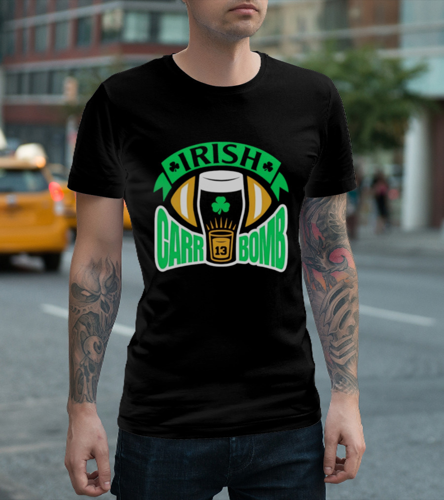 Irish Carr Bomb Football Beer Pint 13 Shamrock Luck T-Shirt