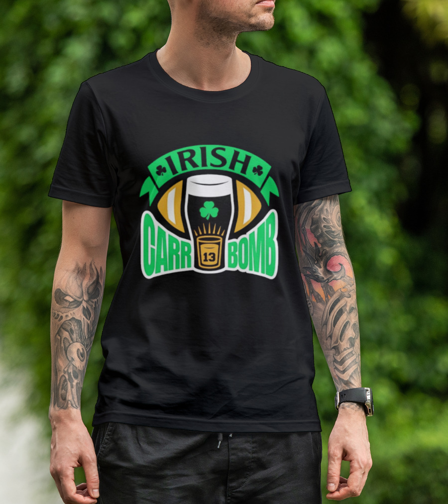 Irish Carr Bomb Football Beer Pint 13 Shamrock Luck T-Shirt