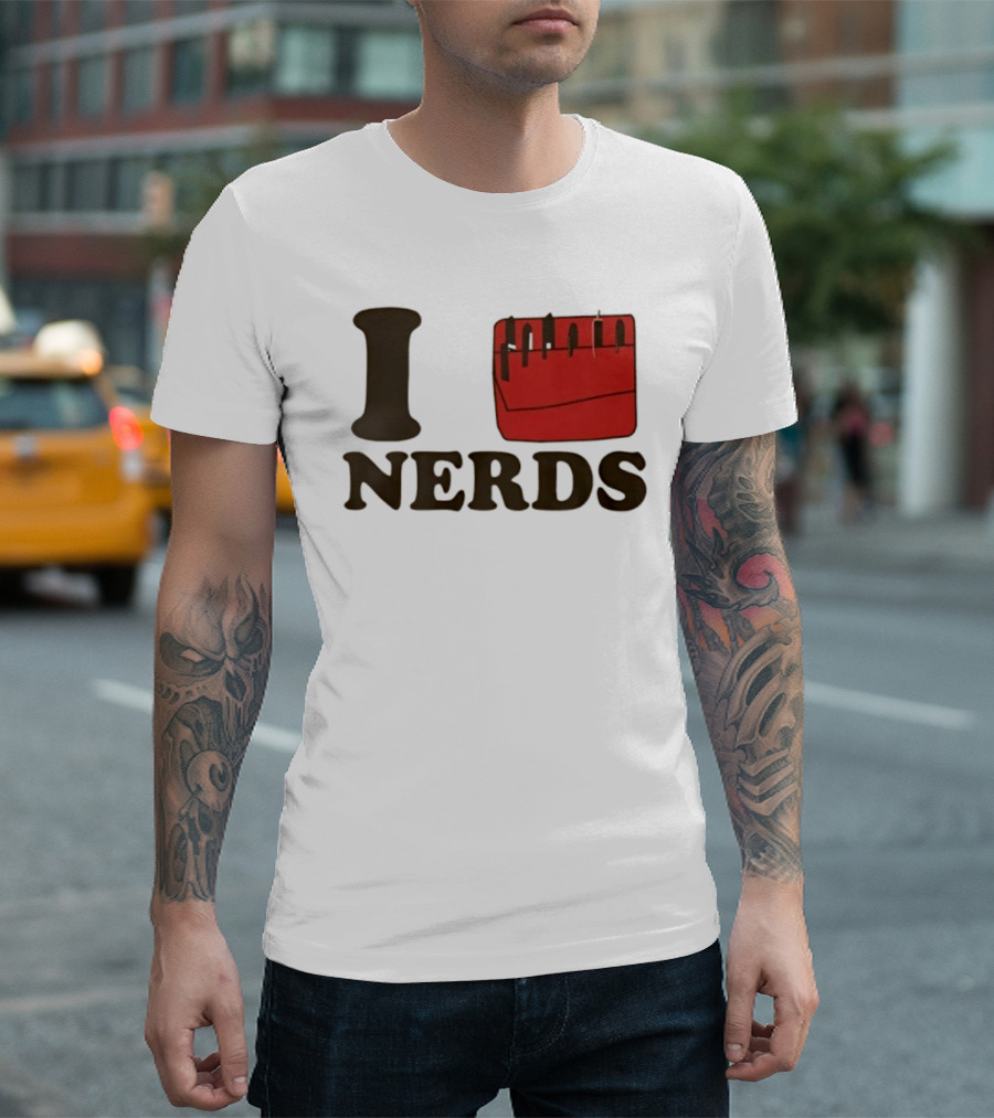 I Heart Red Pocket Nerds Cat Valentine T-Shirt
