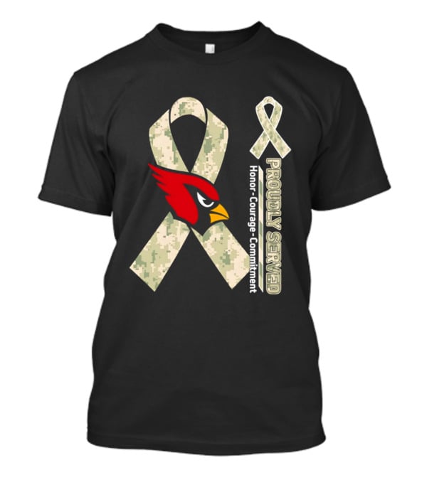 Arizona Cardinals Proudly Served Military Camo Honor Courage Commitment T-Shirt