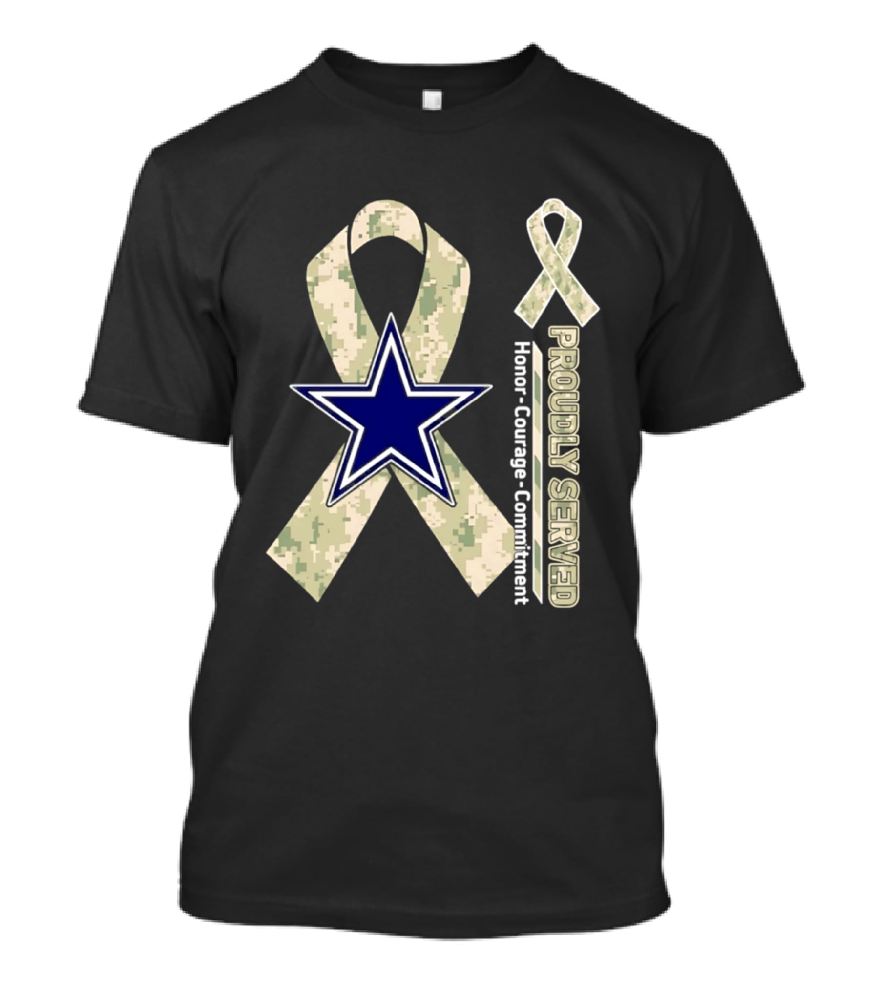 Dallas Cowboys Camouflage Ribbon Honor Courage Commitment T-Shirt