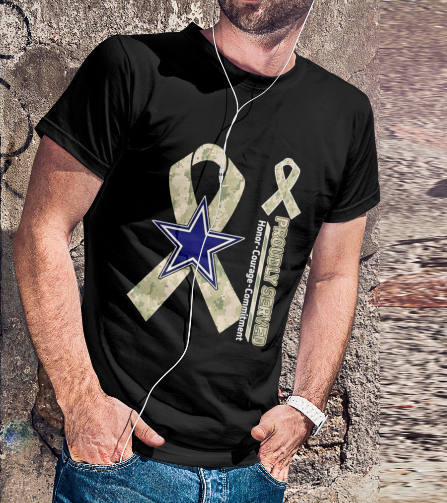 Dallas Cowboys Camouflage Ribbon Honor Courage Commitment T-Shirt