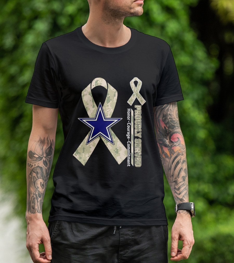 Dallas Cowboys Camouflage Ribbon Honor Courage Commitment T-Shirt