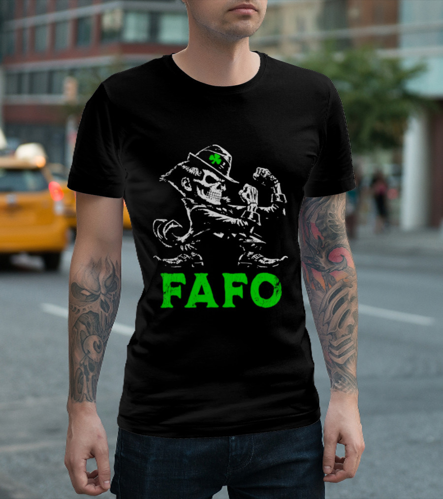 FAFO Skeleton Leprechaun Flexing St Patrick's Day T-Shirt
