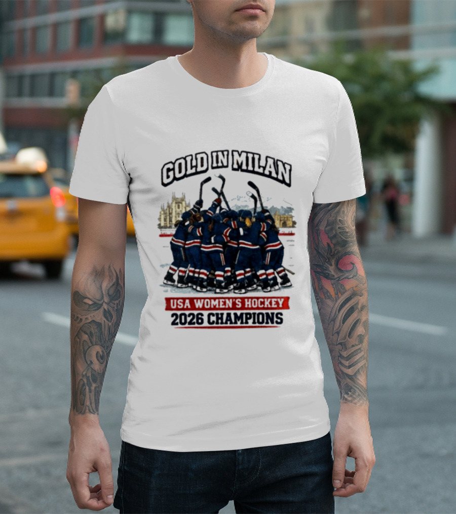 Gold In Milan 2026 Champions USA Women's Hockey T-Shirt