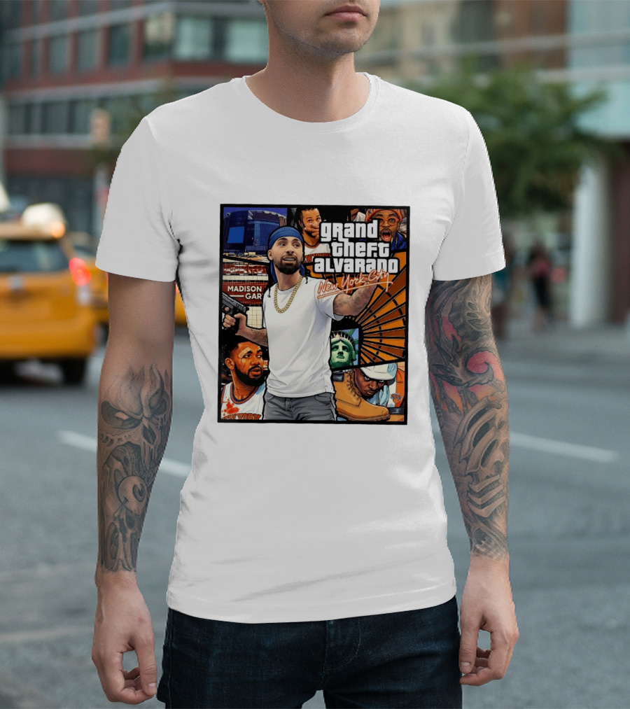 Grand Theft Alvarado New York City Madison Square Garden Statue Of Liberty T-Shirt