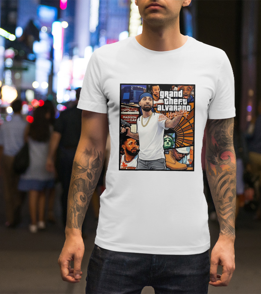 Grand Theft Alvarado New York City Madison Square Garden Statue Of Liberty T-Shirt