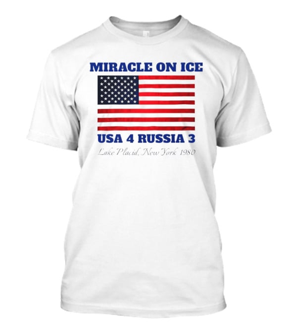 Miracle On Ice USA 4 Russia 3 American Flag Lake Placid New York 1980 Olympic 2026 Milano Cortina T-Shirt