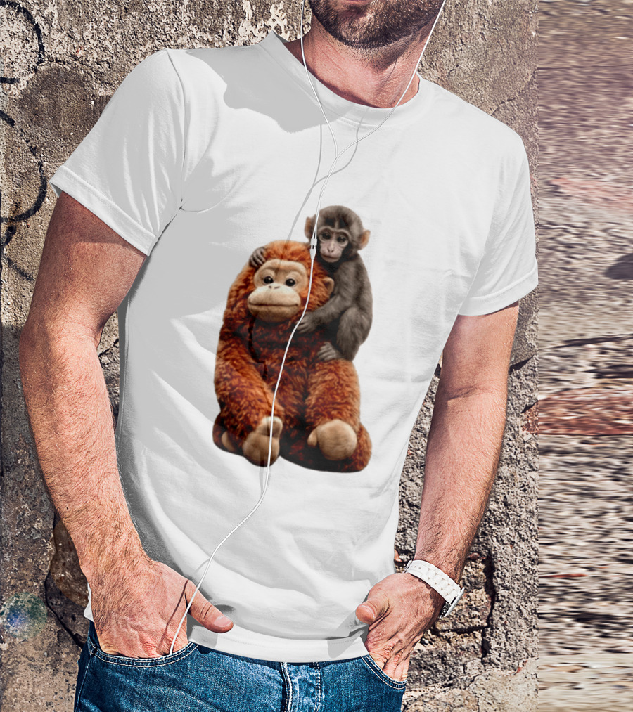 Monkey Punch Plush Toy And Baby Monkey Cuddling Image T-Shirt