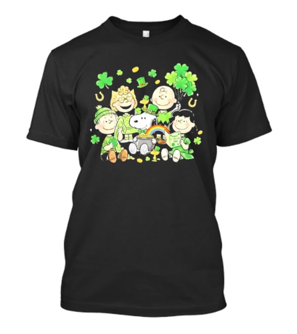 St. Patrick's Day Peanuts Snoopy And Friends With Shamrocks Horseshoes And Rainbow T-Shirt