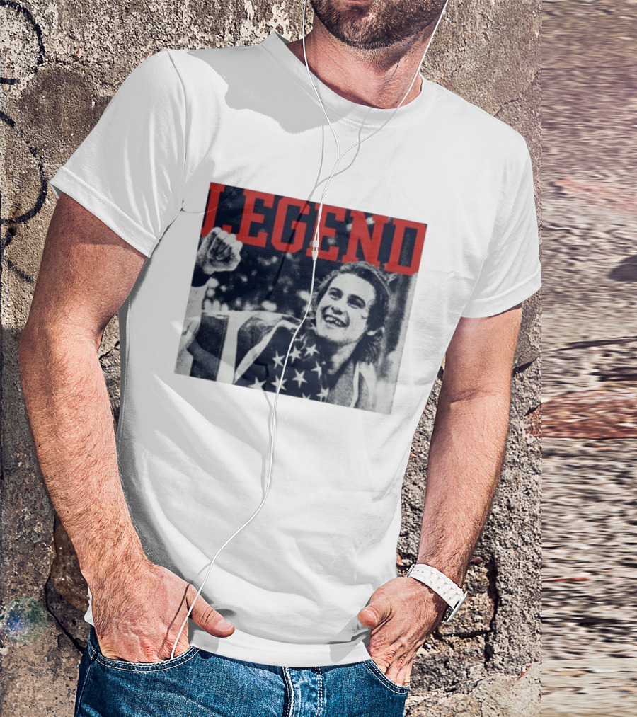 The Ice Sacrifice Jack Hughes Legend Fist Raised American Flag T-Shirt