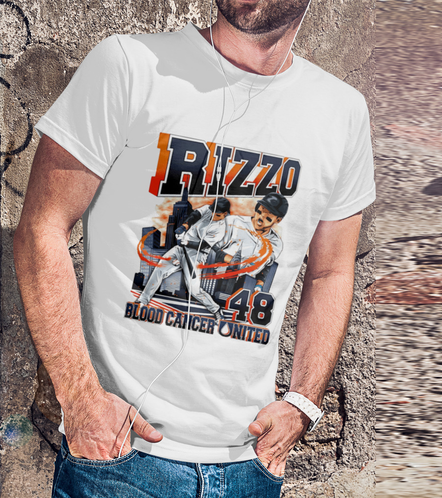 Rizzo 48 Blood Cancer United Hand Drawn Baseball T-Shirt