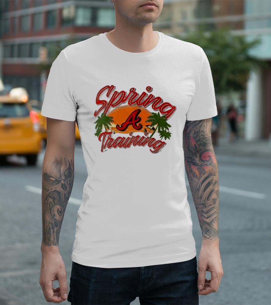Atlanta Braves Spring Training Sunset Logo Palm Trees T-Shirt