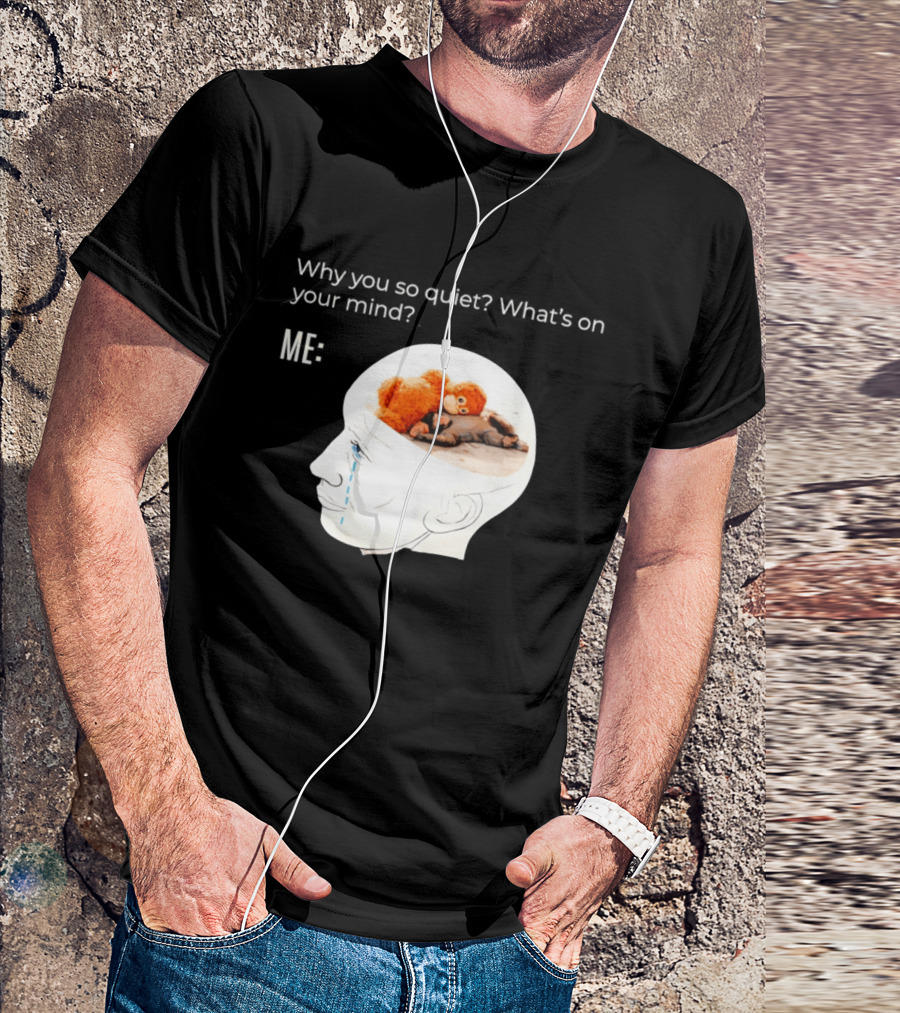 Punch Monkey Why You So Quiet What's On Your Mind Quirky Plush Toy Headspace T-Shirt