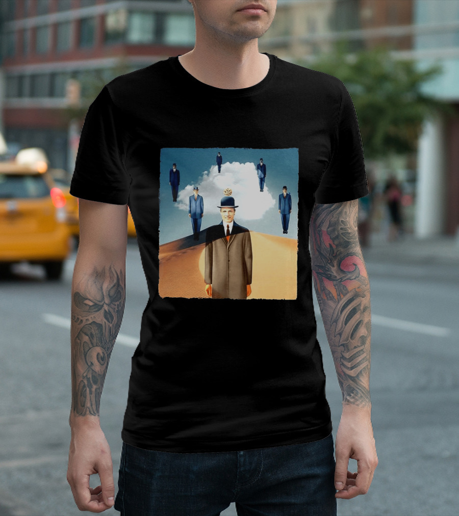 René Magritte X Jean Leloup Son Of Man Remix Surreal Desert Landscape T-Shirt