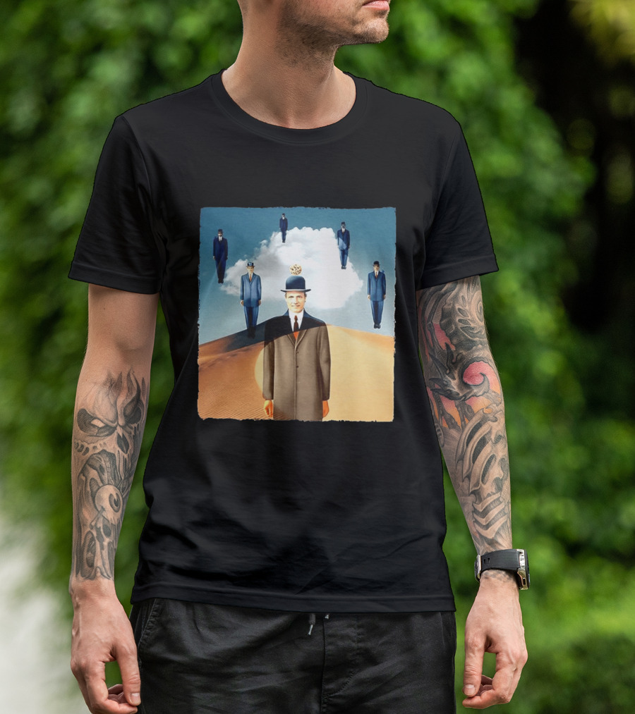 René Magritte X Jean Leloup Son Of Man Remix Surreal Desert Landscape T-Shirt