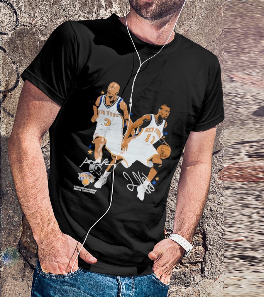 Stephon Marbury Jamal Crawford New York Knicks 3 11 Signatures T-Shirt