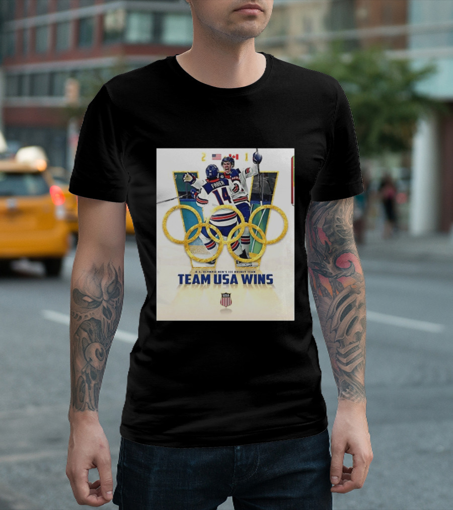 O.S. Olympic Men's Ice Hockey Team USA Wins Gold Against Canada 2 1 T-Shirt