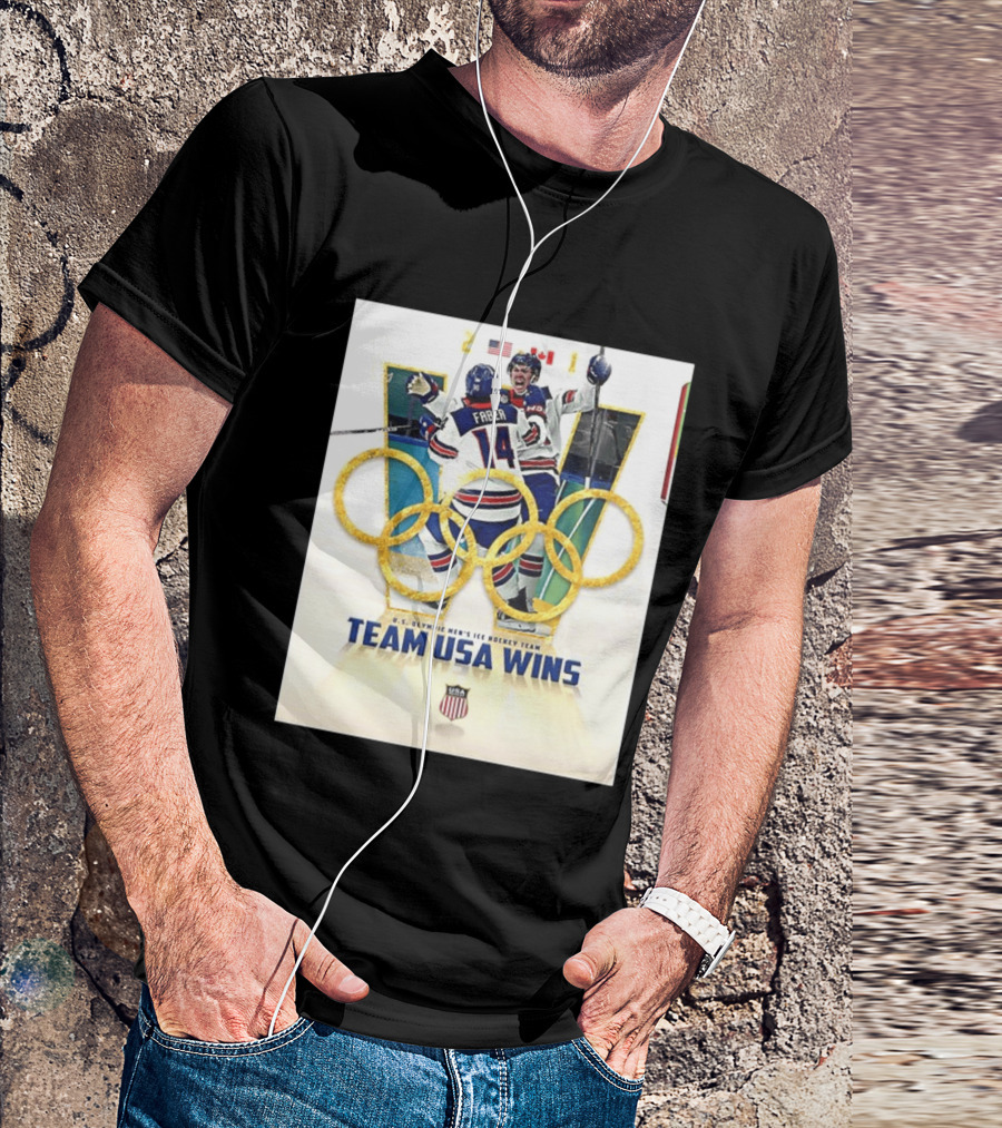 O.S. Olympic Men's Ice Hockey Team USA Wins Gold Against Canada 2 1 T-Shirt