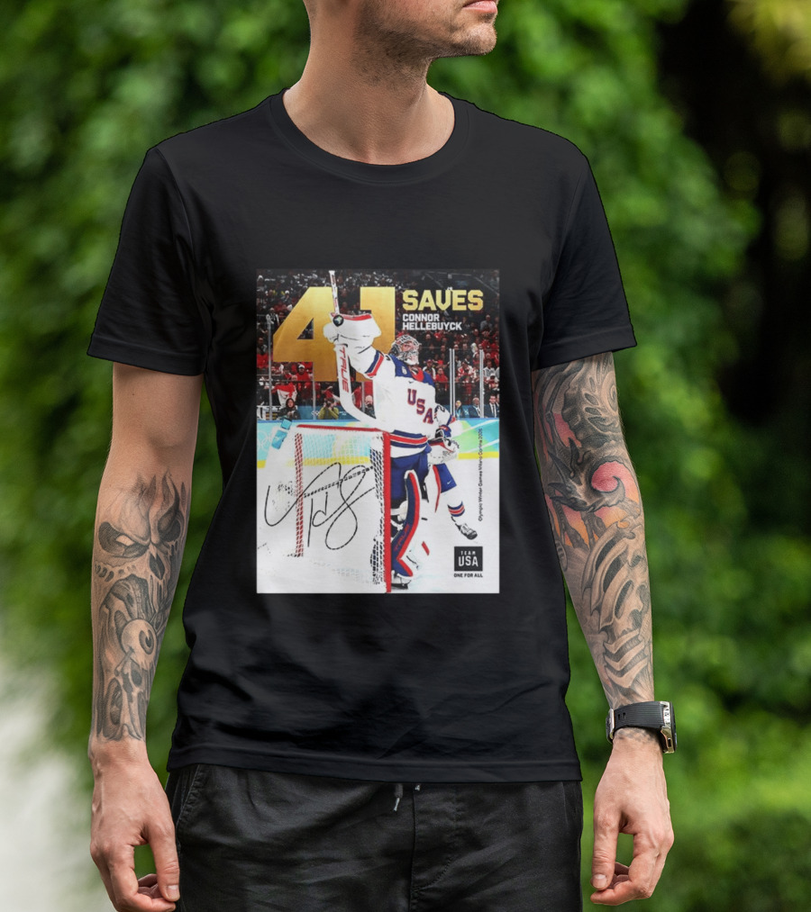 41 Saves Connor Hellebuyck USA Olympic Winter Games 2022 Team USA T-Shirt