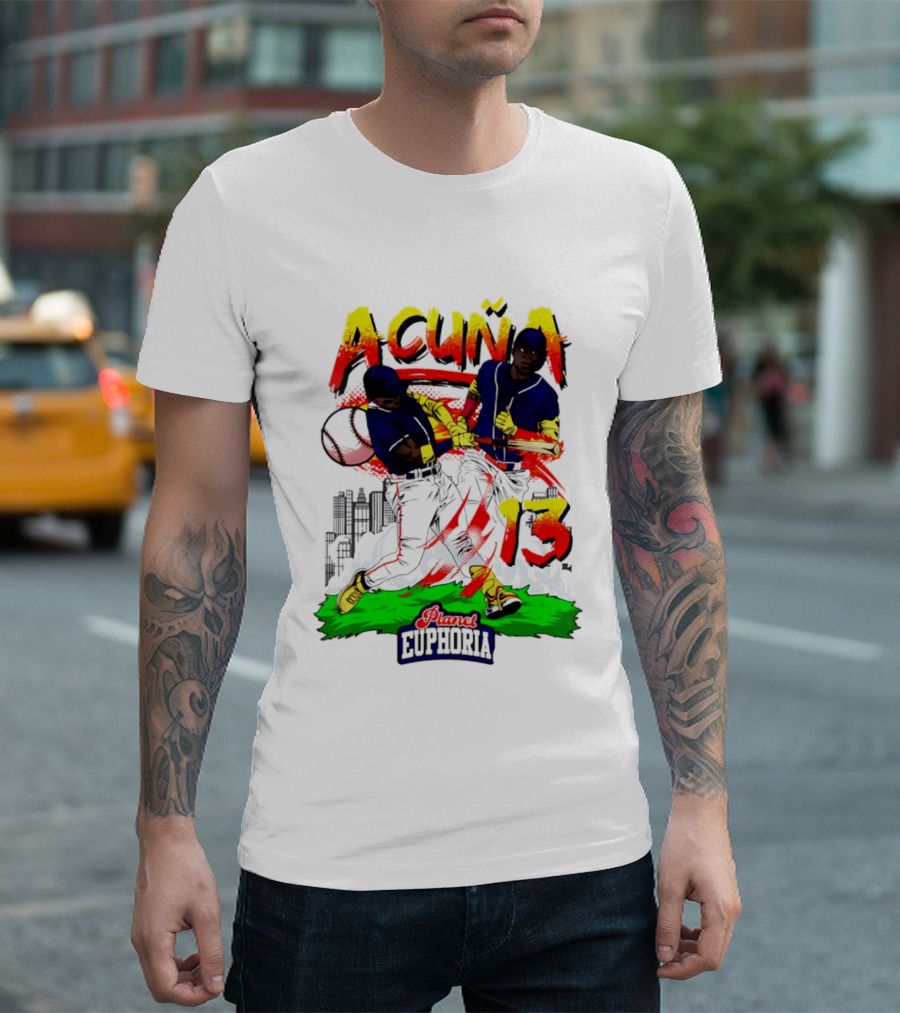 Acuna Euphoria Atlanta Braves 13 Hand Drawn T-Shirt