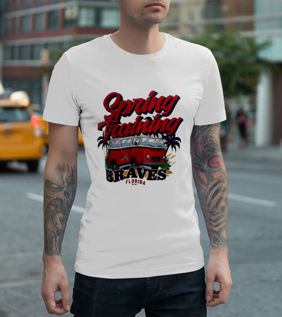 Spring Training Braves Florida Vintage VW Bus Palm Trees T-Shirt