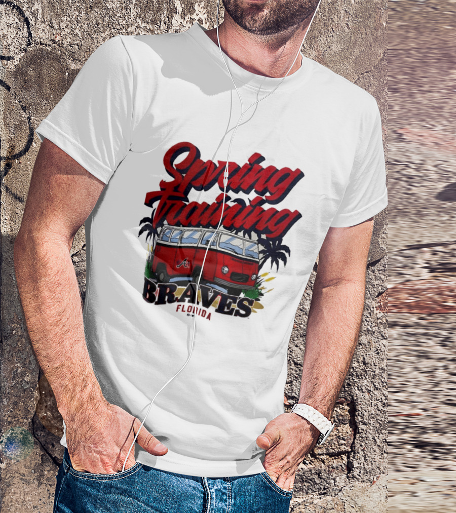 Spring Training Braves Florida Vintage VW Bus Palm Trees T-Shirt