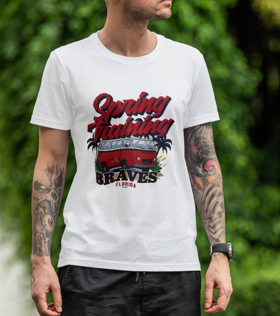Spring Training Braves Florida Vintage VW Bus Palm Trees T-Shirt