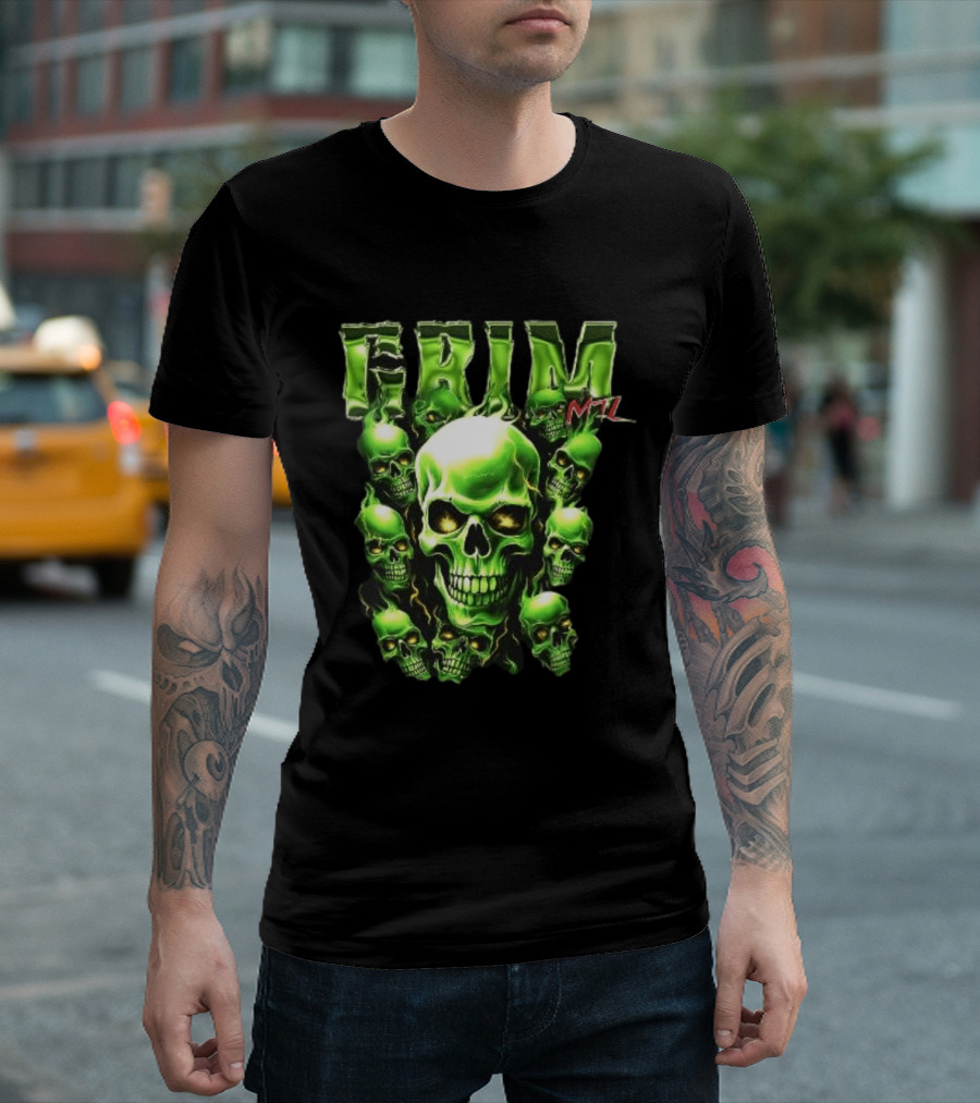 Grim MTL Green Skull Cluster Hommage To Juicy J T-Shirt