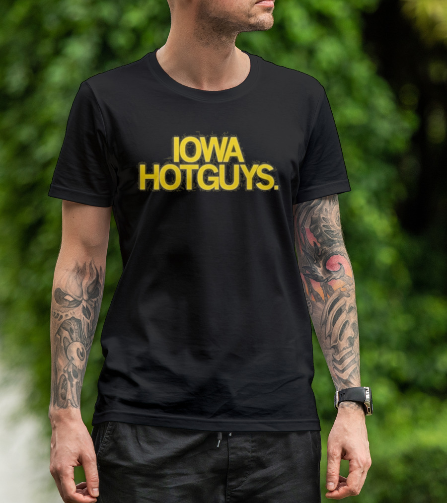 Iowa Hotguys Bold Yellow Typography Pullover T-Shirt