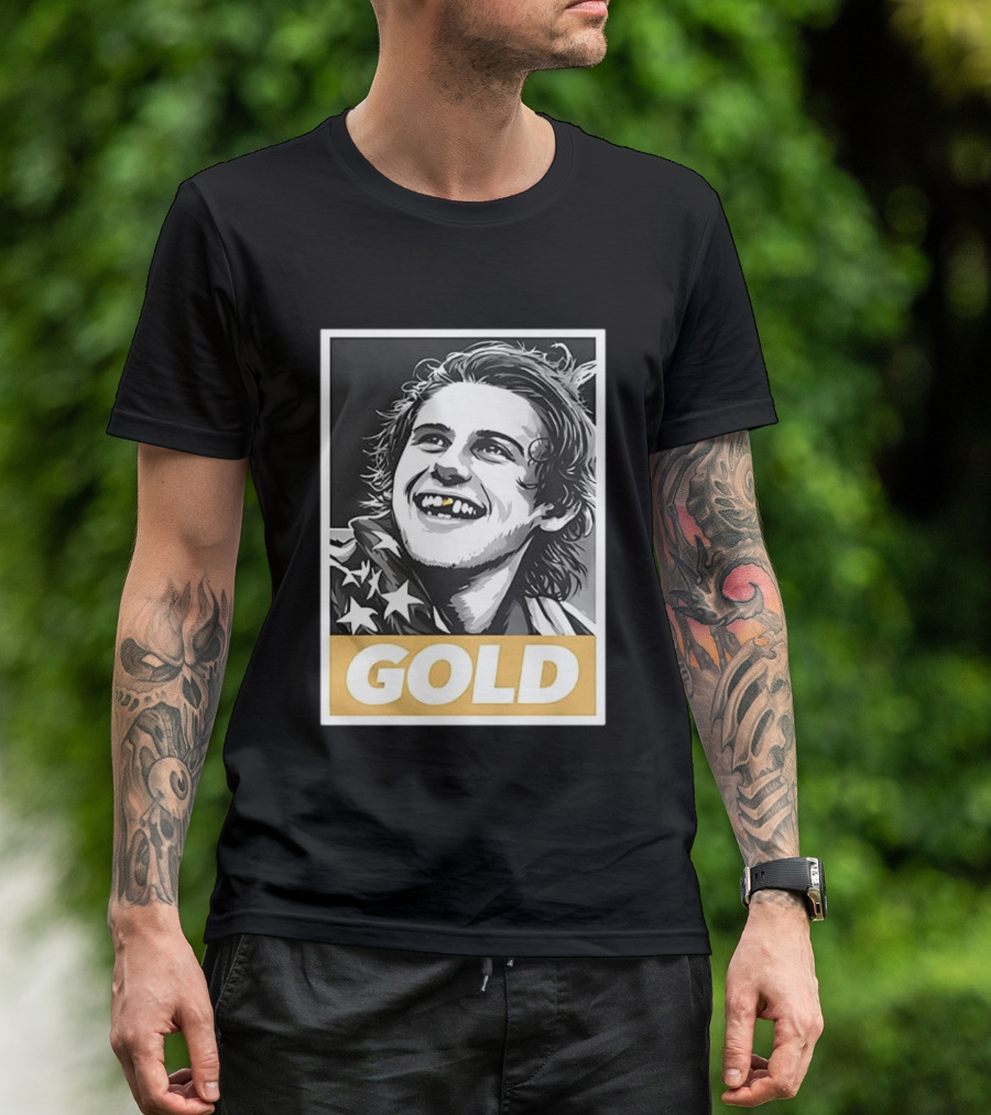 Jack Hughes Team USA 2026 Gold Hockey Smile Iconic Victory Celebration T-Shirt