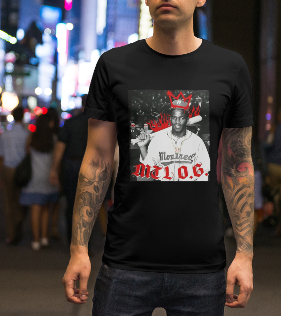 Jackie Robinson Montreal MTL O.G. Baseball Legend Icon Red Crown Flames T-Shirt