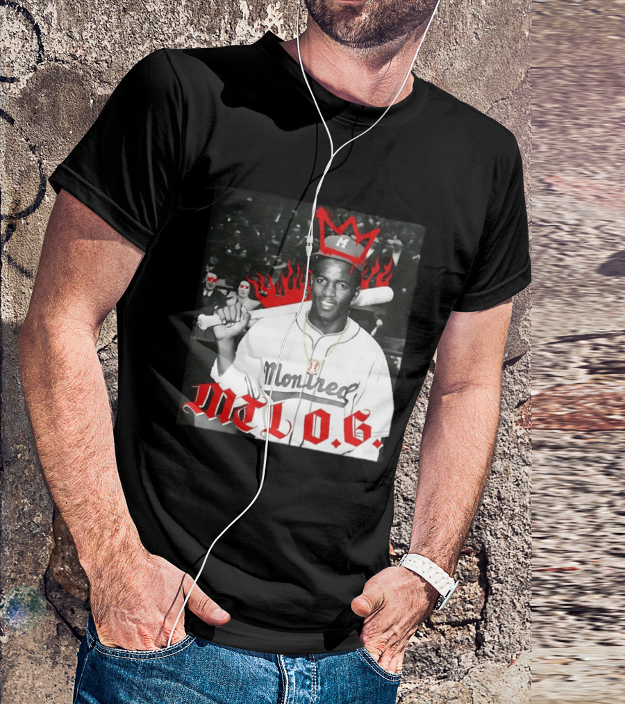 Jackie Robinson Montreal MTL O.G. Baseball Legend Icon Red Crown Flames T-Shirt