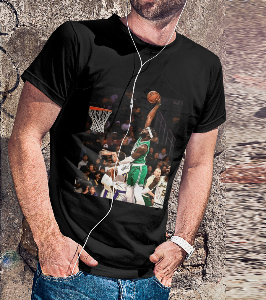 Boston Celtics Neemias Queta Dunking Against Lakers NBA Action T-Shirt