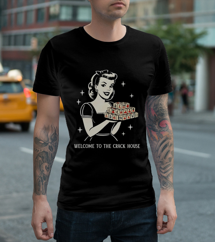 Welcome To The Crack House Retro Style Mahjong Blocks Lady T-Shirt