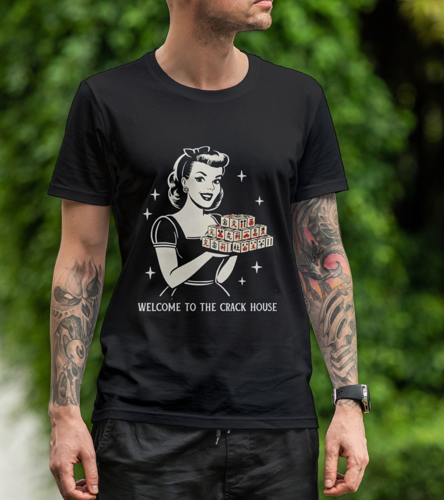 Welcome To The Crack House Retro Style Mahjong Blocks Lady T-Shirt