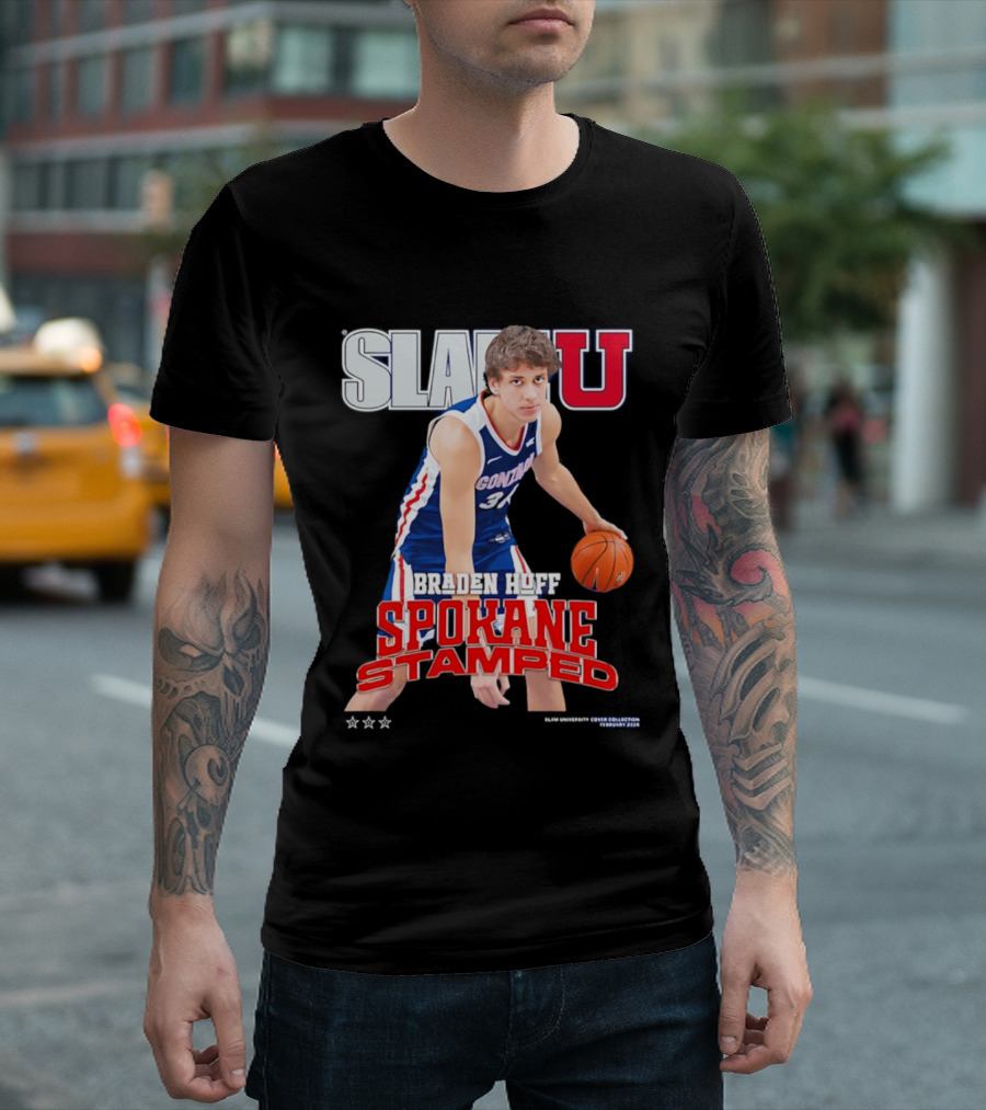 Braden Huff Gonzaga Bulldogs SlamU Spokane Stamped Basketball T-Shirt