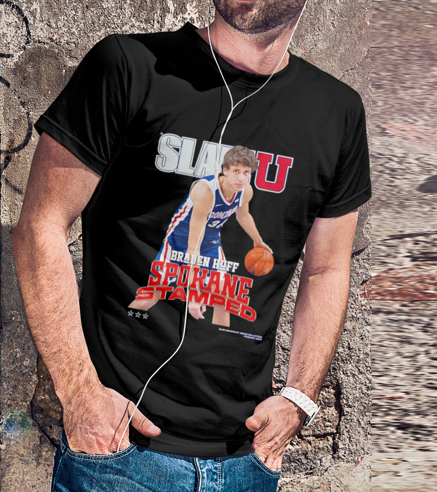 Braden Huff Gonzaga Bulldogs SlamU Spokane Stamped Basketball T-Shirt