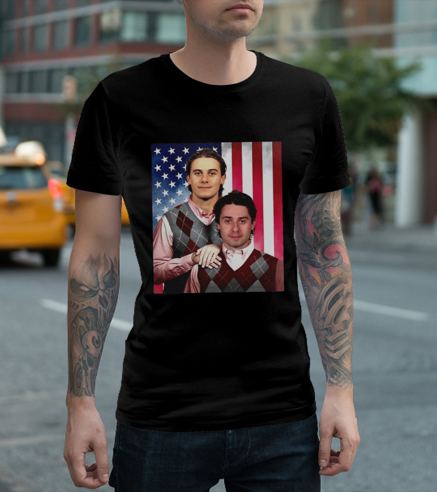 Jack Quinn Hughes USA Hockey Step Brothers American Flag T-Shirt