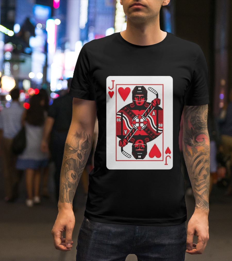 Jack Hughes Playing Card Hockey Jersey 86 Jack Of Hearts Ace T-Shirt