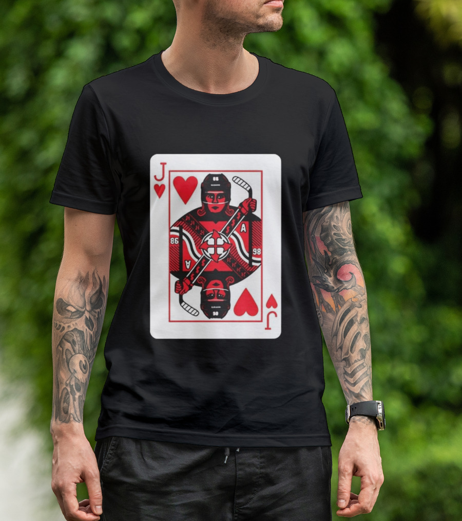 Jack Hughes Playing Card Hockey Jersey 86 Jack Of Hearts Ace T-Shirt