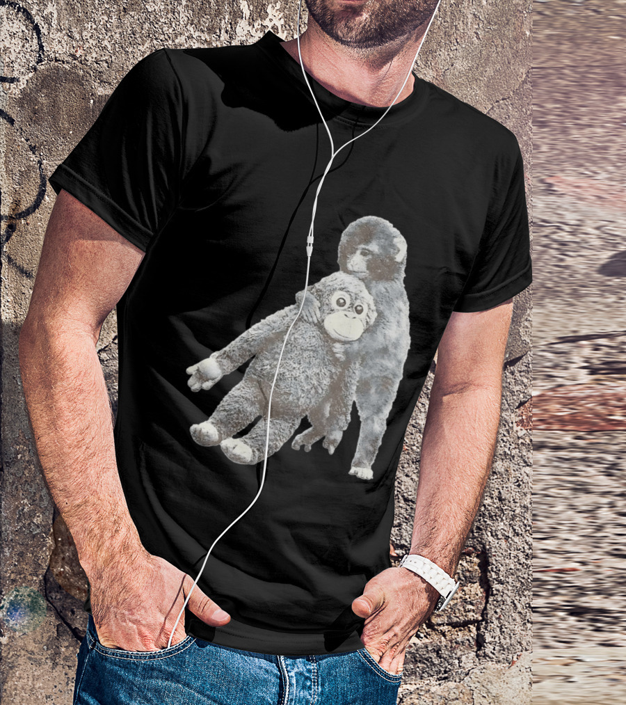 Punch Kun Monkey Plush Toy Hugging Scene T-Shirt