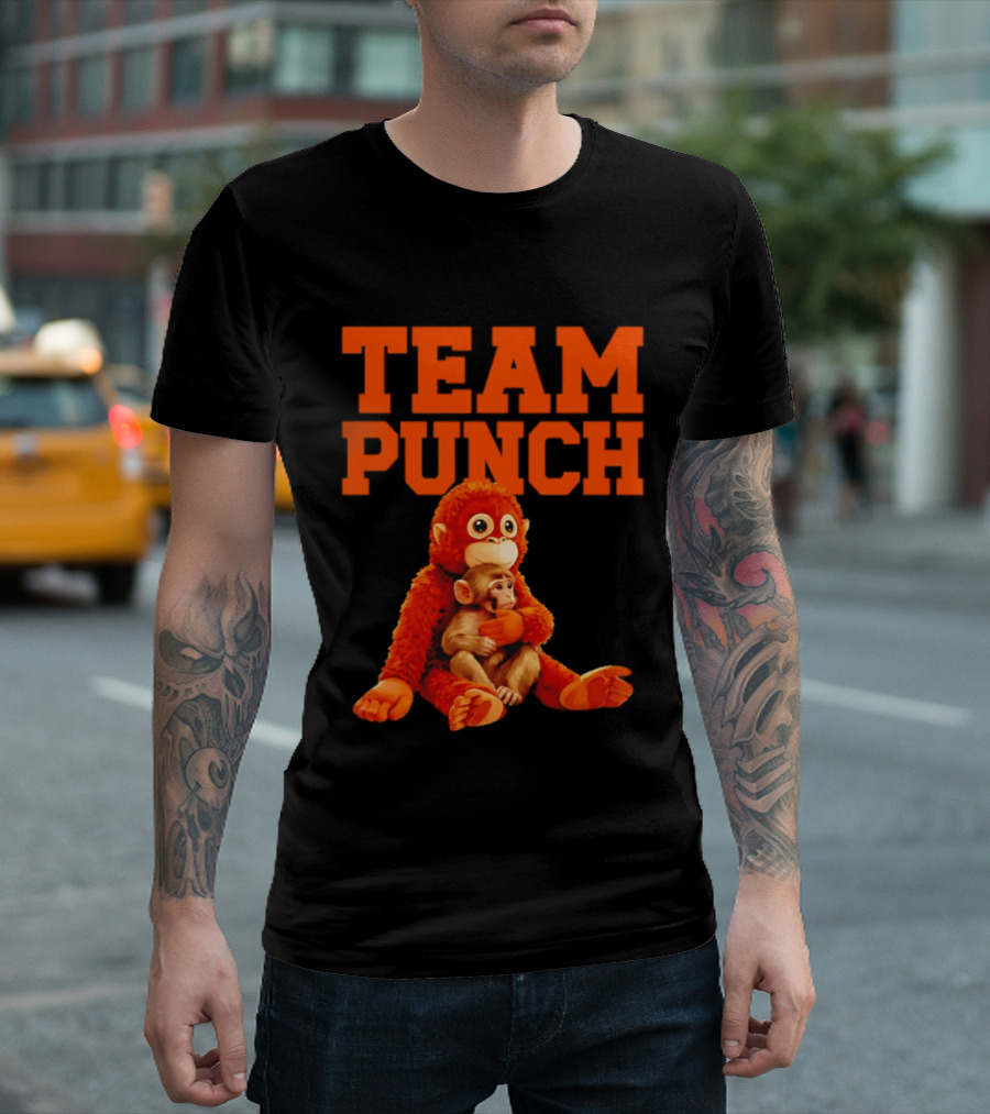 Team Punch Monkey Duo 2026 Vibrant Orange Characters T-Shirt