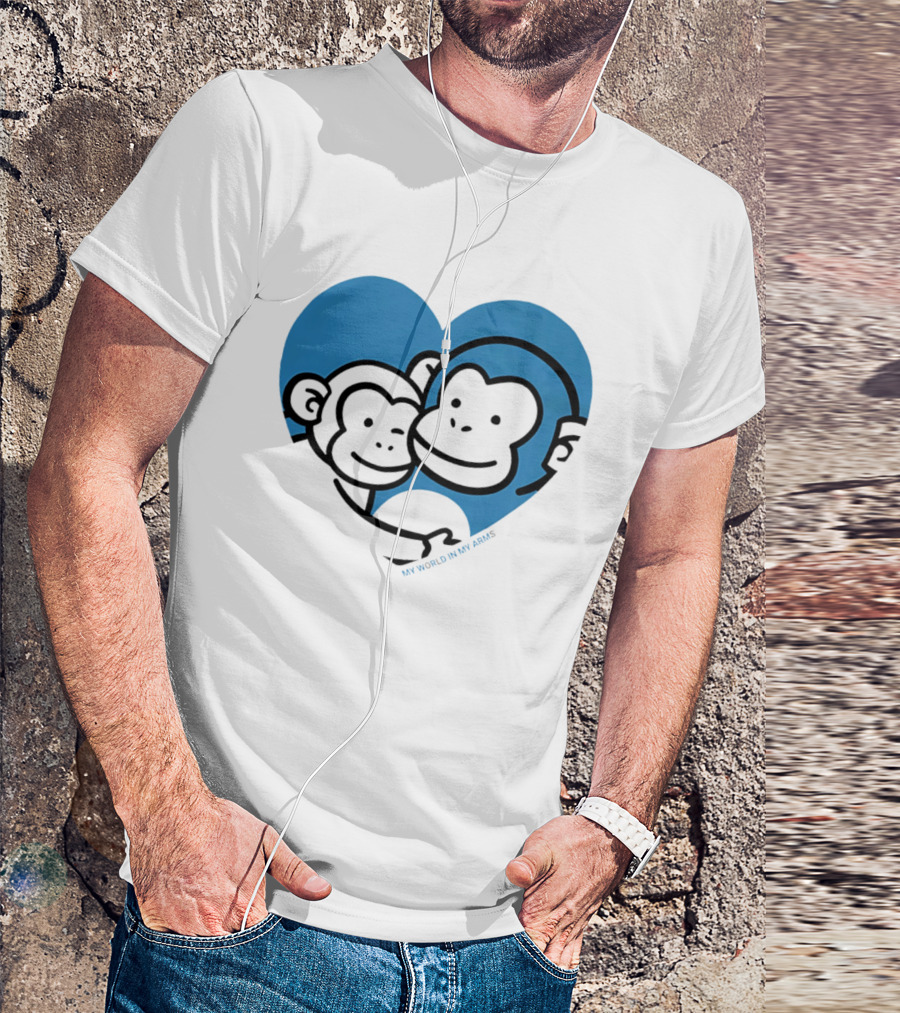 My World In My Arms Heart With Punchi Monkeys T-Shirt